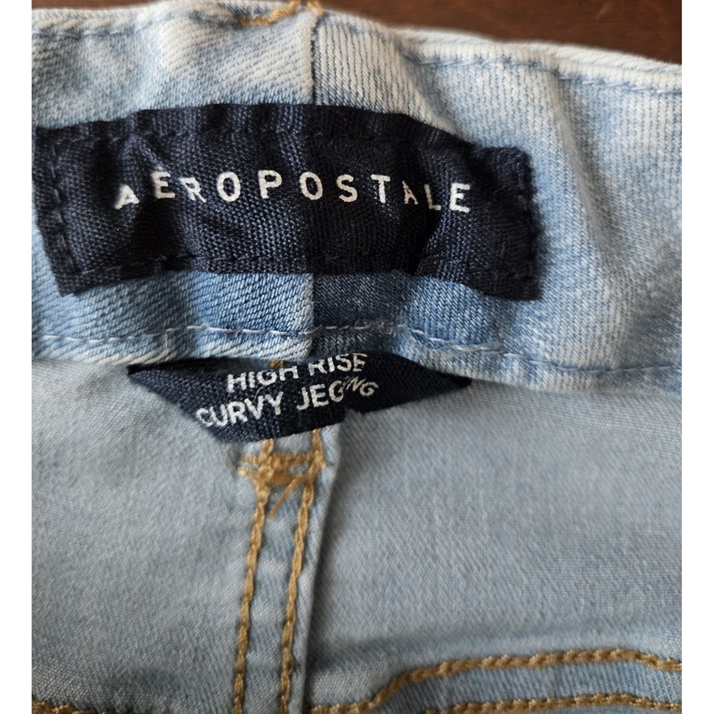 Aeropostale High Rise Curvy Jegging Jeans‎ Women's 12R Light Wash Distressed NWT - Picture 3 of 10